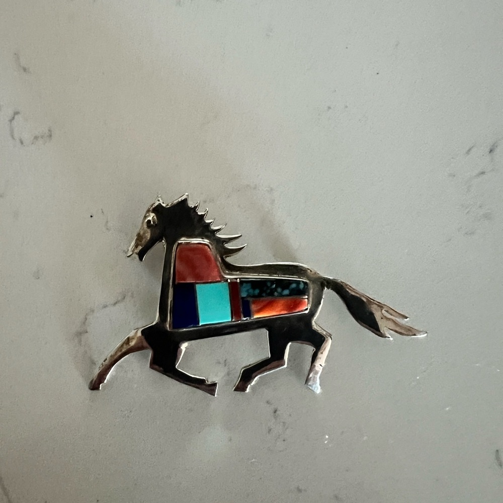 Jennie Epaloos Zuni Sterling Silver Horse Pin